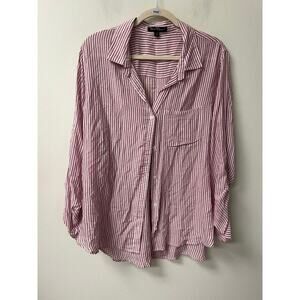 Velvet HEART Pink/White Stripe Button Up Top Sz M Womens